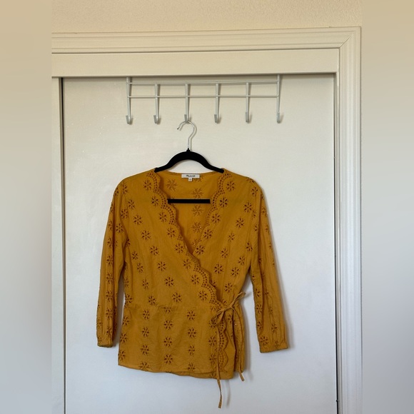 Madewell Scalloped Eyelet Wrap Top - Picture 2 of 9